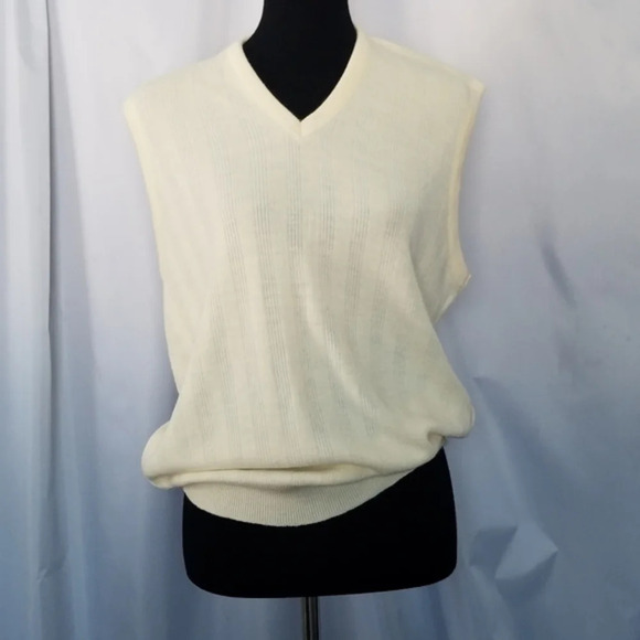 Vintage‎ Robert Bruce White Ribbed Knit Sweater Vest Union Label - Picture 1 of 11